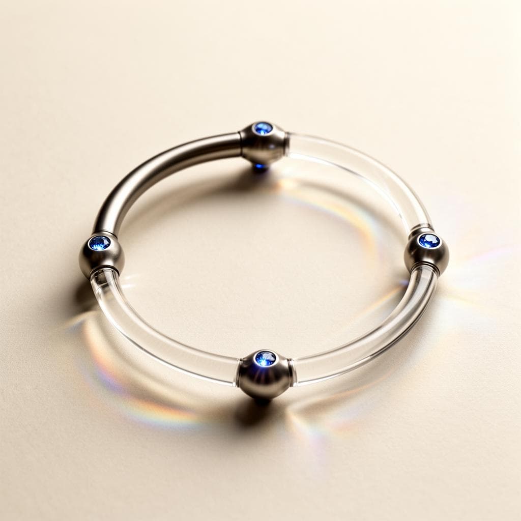 Brushed titanium and glass orbit with sapphire nodes — Propilo growth loop
